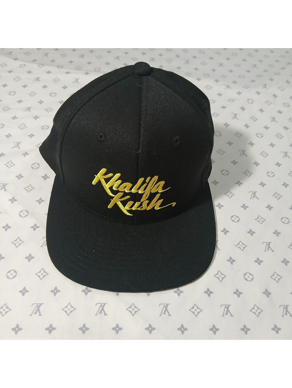 Khalifa Kush Snapback Hat Black Yellow Logo Streetwear Y2K